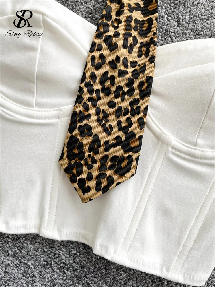 SINGREINY أنثى ريترو ليوبارد الحسية تانك القمم موضة سستة غمد تانك القمم المرأة الرسن التعادل الشارع الشهير خمر تانك القمم