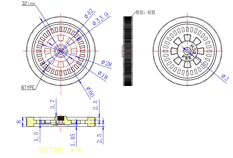 50PCS Wheel For Standard Servo Splines 25T With Silicone Tire Remote Control Construction Set Small Robot Kits Track Kit For A C