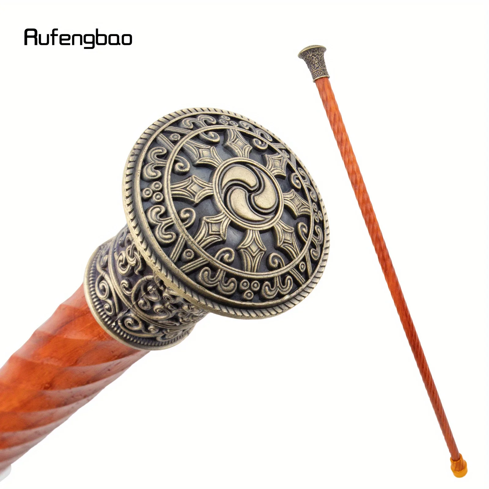 النحاس البرتقالي جولة خشبية التقليدية الأزياء عصا ديكور حزب الخشب قصب الصولجان العصا Crosier أداء المرحلة قصب 95 سنتيمتر