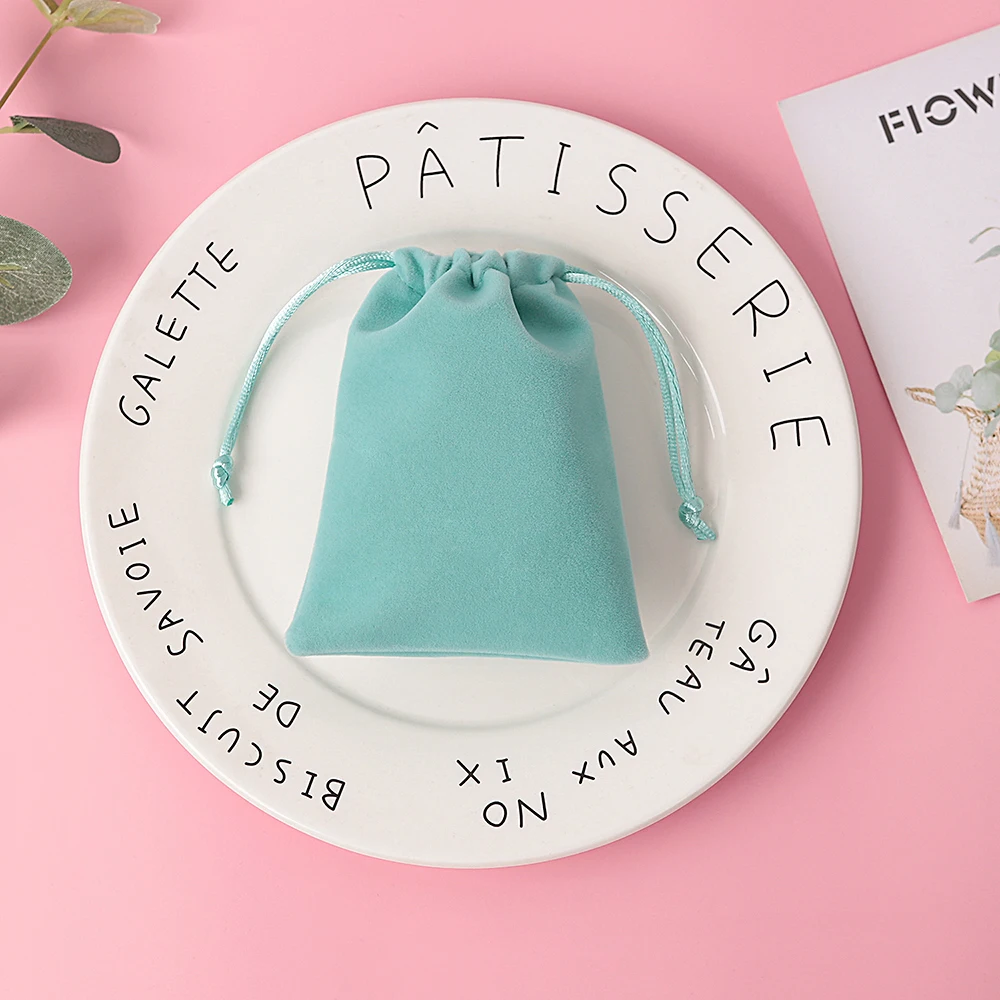 5PCS  Jewelry Velvet Drawstring Bag Packaging Display Green Favors Pouch Gift Ring Earring Necklace Bracelet Pendant Storage