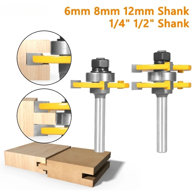 2Pcs 47mm Cove 1-7/8 T&G ASSEMBLY Cutter Router Bit Woodworking Milling Cutter For Wood Face Mill