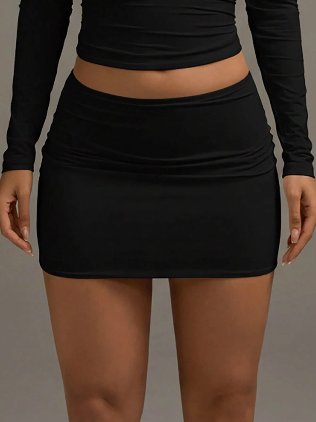 Women's Mini Skirt, Black Elastic Waist Bodycon Elegant Short Skirt