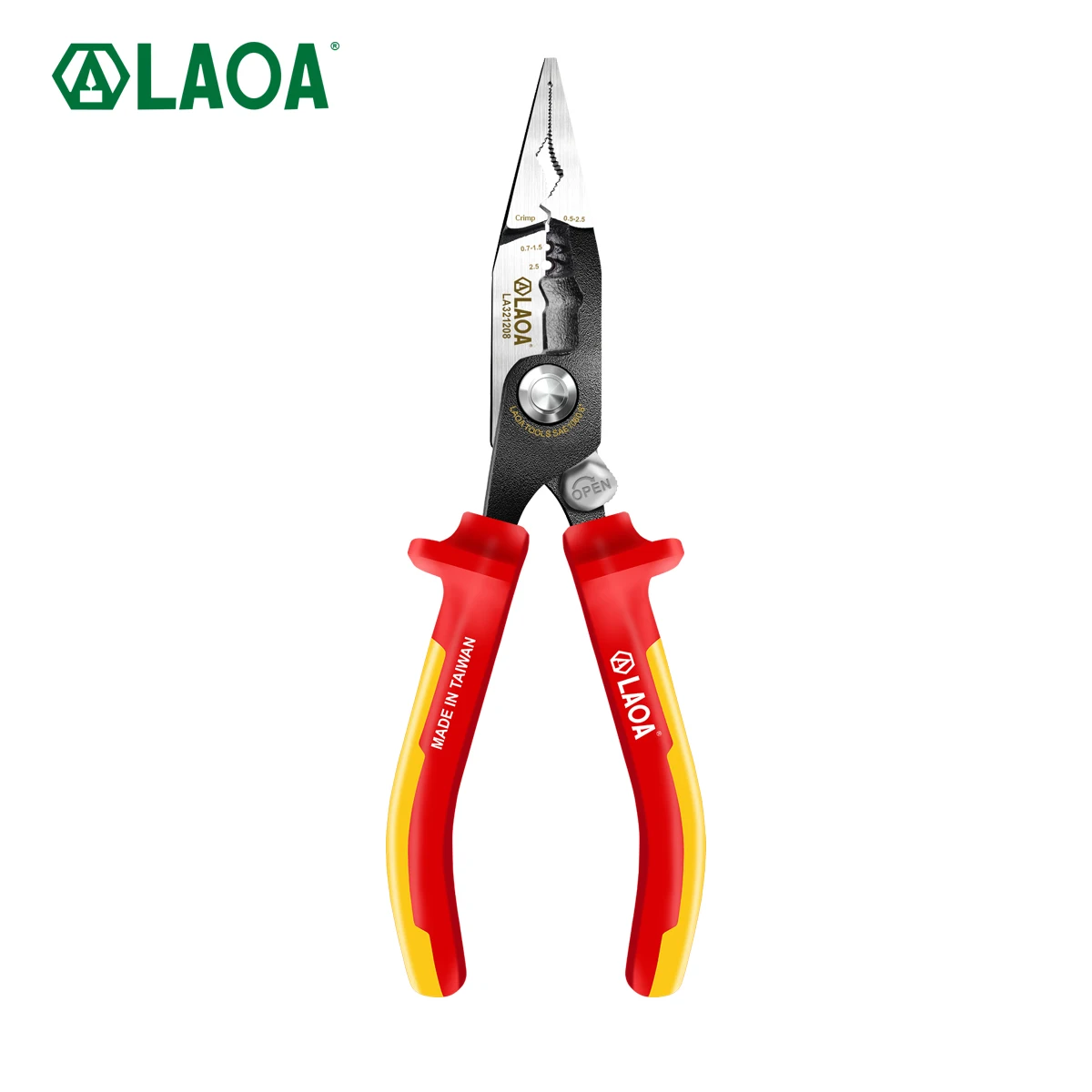 LAOA Insulated Pliers VDE  8 Inch Needle Nose Pliers High Voltage Resistance 1000V Wire Cutter Cable Cutting Strippers