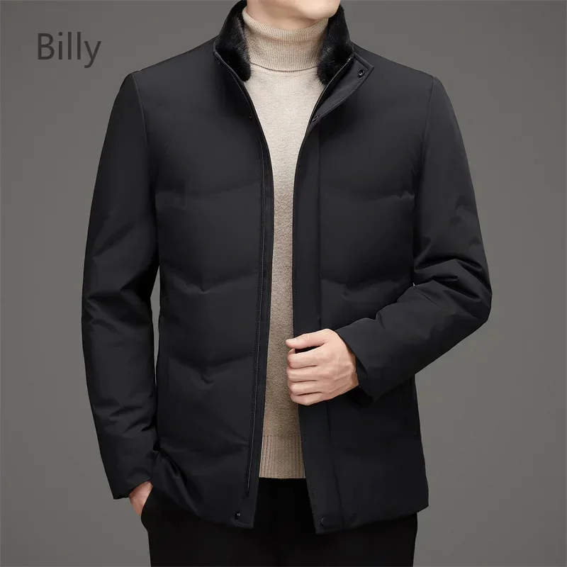 Short Down Jacket Goose Liner and Mink Collar Removable Designer Clothes Men Lightweight Padded Jackets Winter Coat