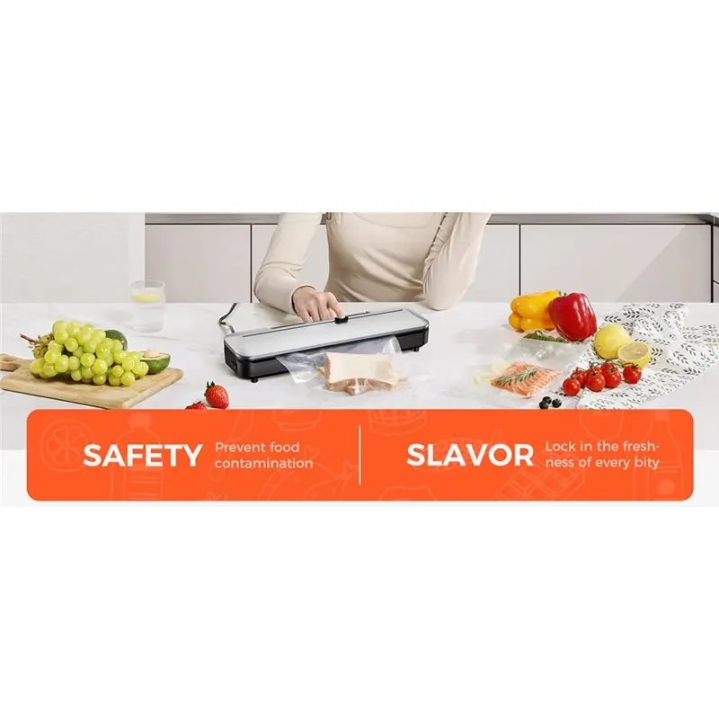 【FAST-SALE】Food Vacuum Sealer Machine 6-In-1 Dry/Moist Modes, Compact Design, Built-In Cutter+ 10 Bags, US Plug Compatible
