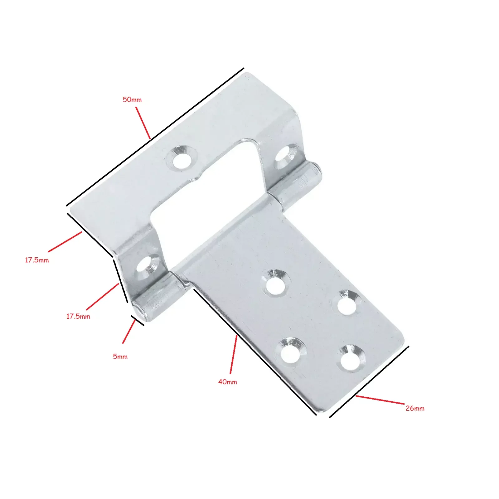 1 Pair Large Crank Flat Hinge 50mm Silver Color Metal Wooden Cabinet Door Hangers For Marine Caravans Motorhome