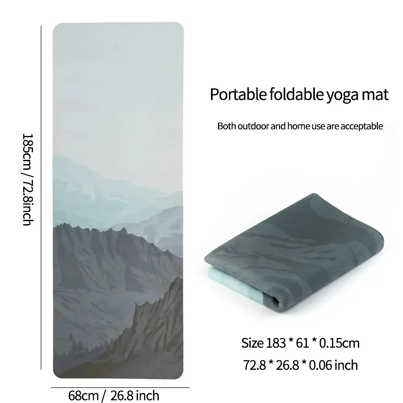 Travel Yoga Mat, Foldable Anti Slip Sports Suede Mat,Natural Rubber Tear Resistant Fitness Mat Are Ideal Choices for Pilate