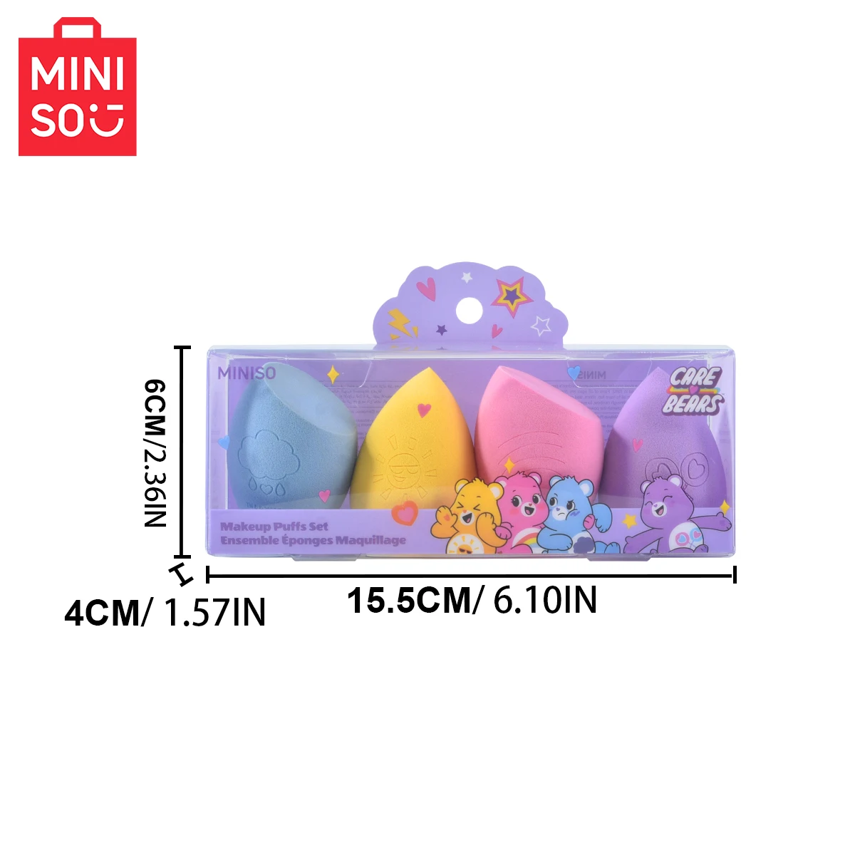 MINISO ラブベアシリーズ メイクアップパウダーパフセット、ウェット＆ドライ両用メイクアップエッグ、耐久性があり塗りやすい