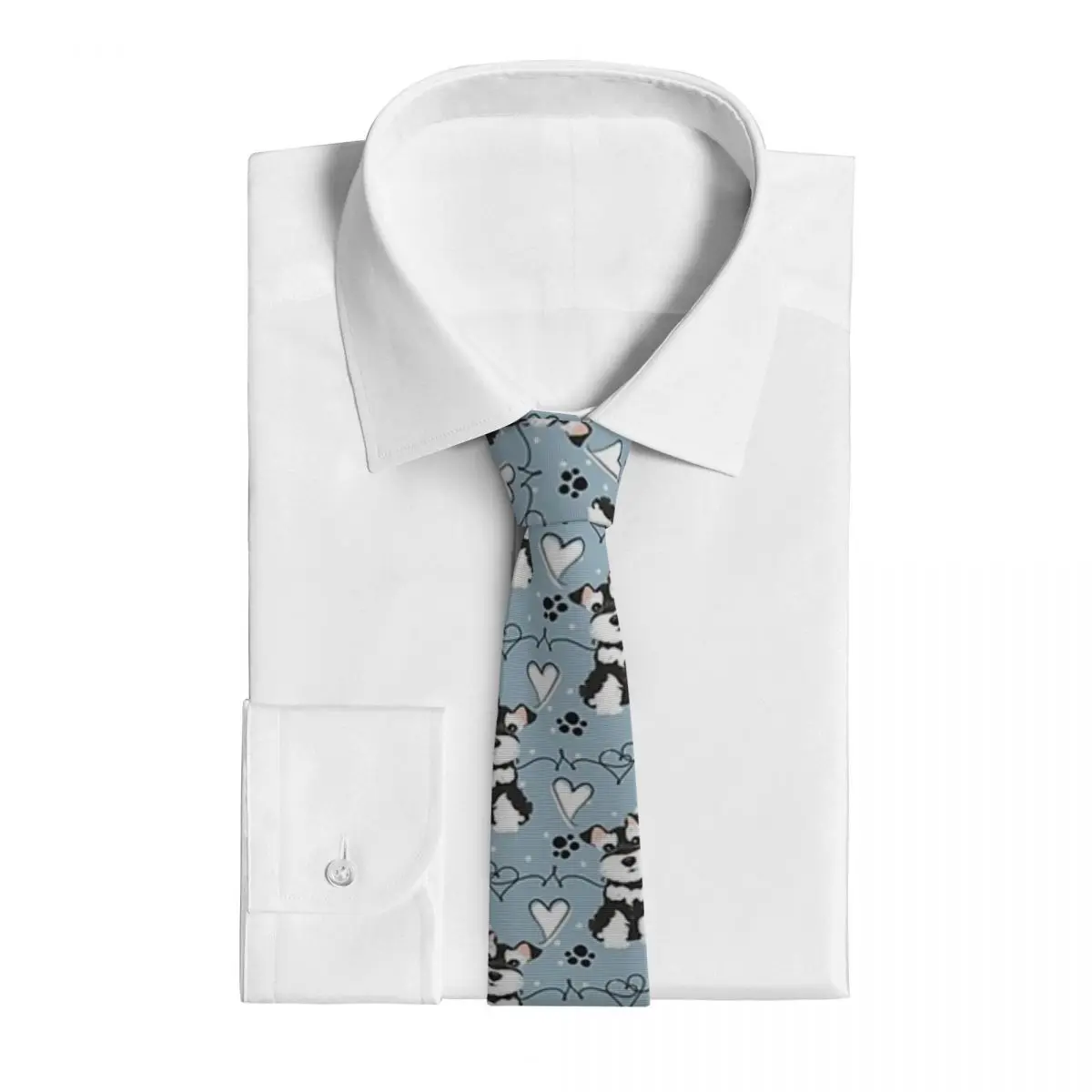 Love Black And White Miniature Schnauzer Necktie for Men Silk Polyester Slim Neck Ties Wedding Accessories Tie Classic Gravatas