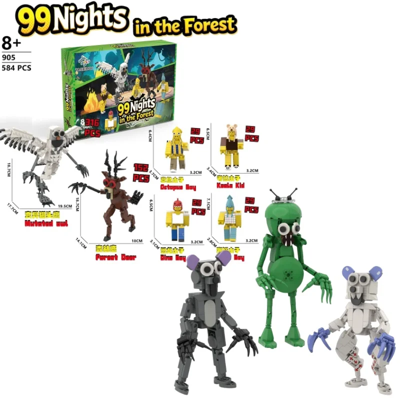 2026 New Night Horror Game 99 Animal Deer Aliens Bear Wolf Monster Mini Plastic Dolls Action Figures Brickheadz Building Blocks