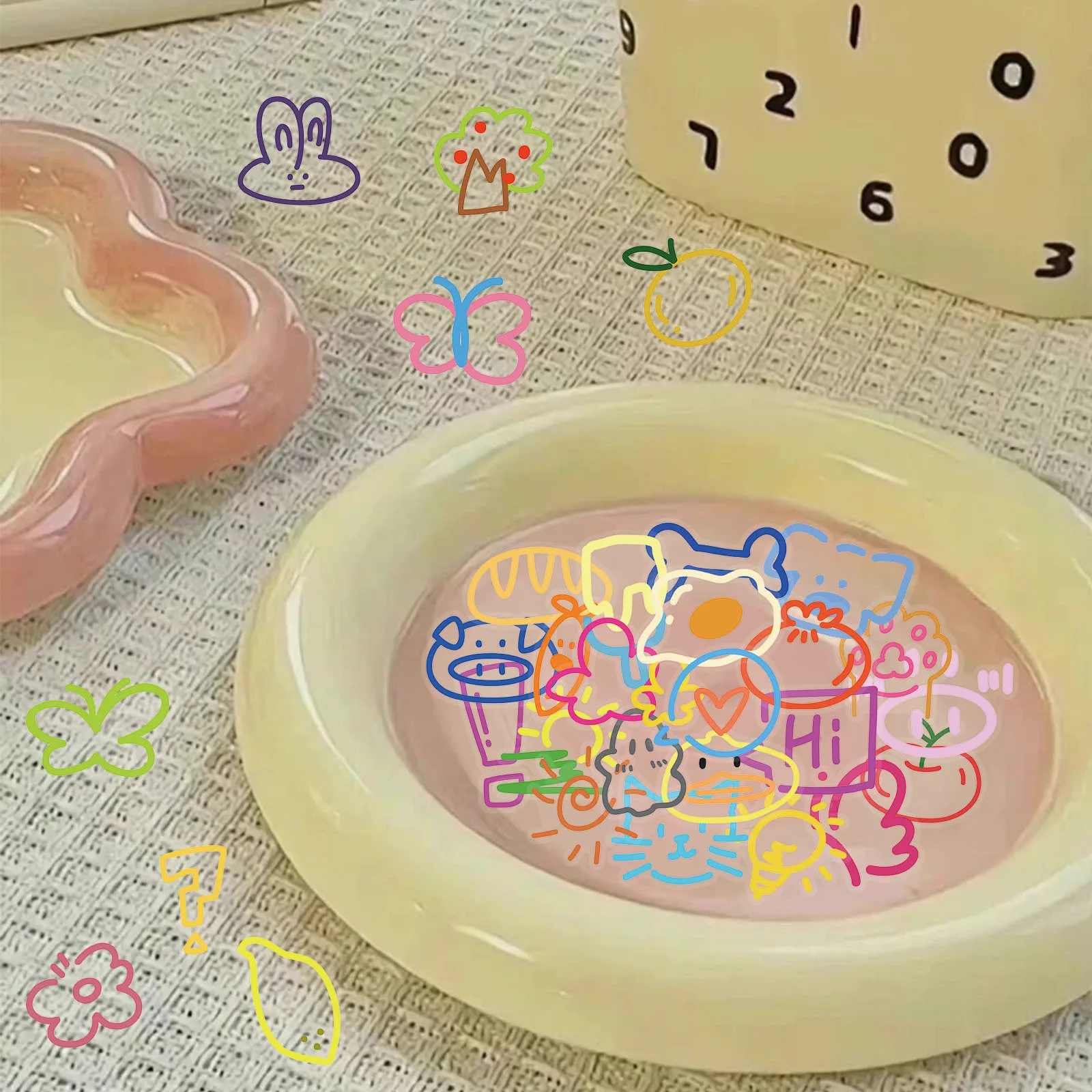 60 قطعة من ملصقات العناصر الشفافة المصنوعة من مادة PET النقية والطازجة #4