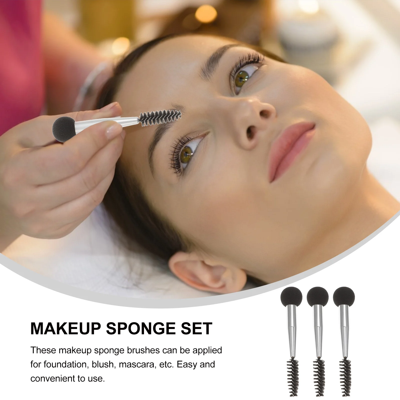 6pcs Makeup Sponge Brush Set Dual-Ended Foundation Blush Mascara Applicator Sticks for Face Powder Eye Shadow Ladies Women