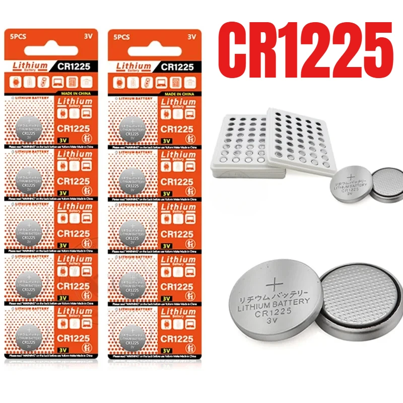 CR1225 CR 1225 3V 55mAh Lithium Battery LM1225 BR1225 KCR1225 Button Coin Cell for Toy Car Remote Control Calculator Watch Scale