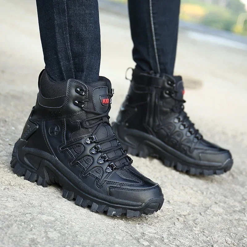 Botas militares de combate para hombre, botines tácticos de talla grande 39-46, zapatos de seguridad para el trabajo y motocicleta