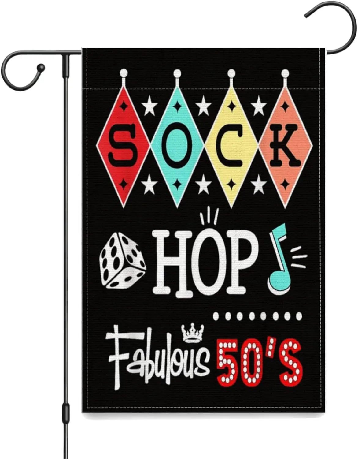 1950s Sock Hop Dance Party Doo Wop Vintage 50s Rockabilly Garden Flags,Double Sided Yard Flag Tapestry for Dorm Bedroom Indo yyi