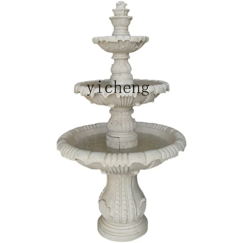 outdoor landscape flowing water sculpture fish pond transfer angel fountain ornament fairy garden