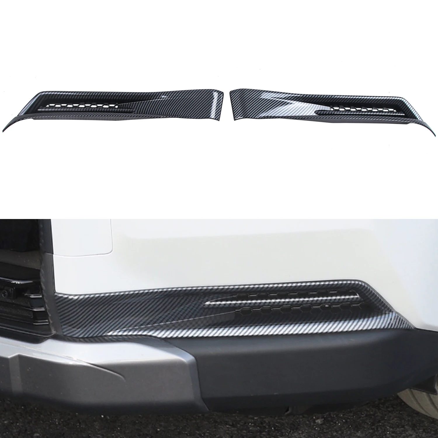 

For Toyota RAV4 XA60 Woodland 2026 ABS Plastic Front Bumper Corner Cover Trim Carbon Fiber Style Car Exterior Accessories 2pcs