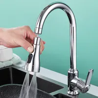 3 In1 Flexible Kitchen Faucet Black Replaceable Water Tap Pull Out Sink Mixer Tap Electroplate Sprayer Head Filtered Water Tap