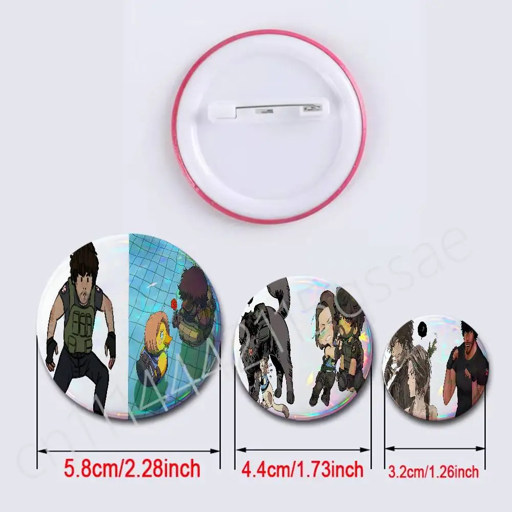 For Resident Evil Carlos Oliveira 2Pcs Set Round Badge Holographic Foil Button Pin Brooch Backpack Clot Lapel Decor Fans Gift