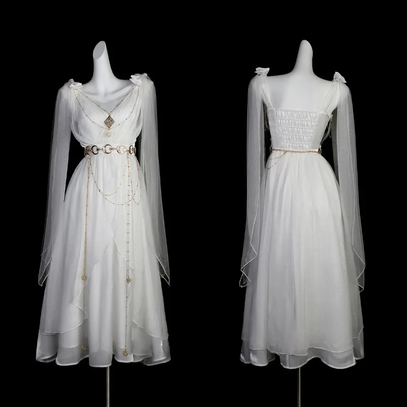 

Women God Greek Cosplay Costume Sweet Lolita Vintage Dress Elegant Court Style Fairy Dresses Summer Theme Party Roleplay Outfit