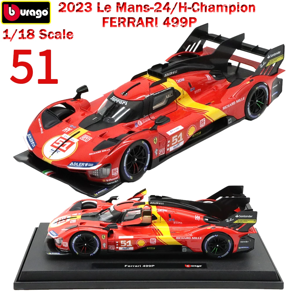 

FERRARI 499P Hypercar 2023 Le Mans Champion Ferrari 499P Bburago 1/18 Diecast Alloy Cars Model Collection Gifts For Adults