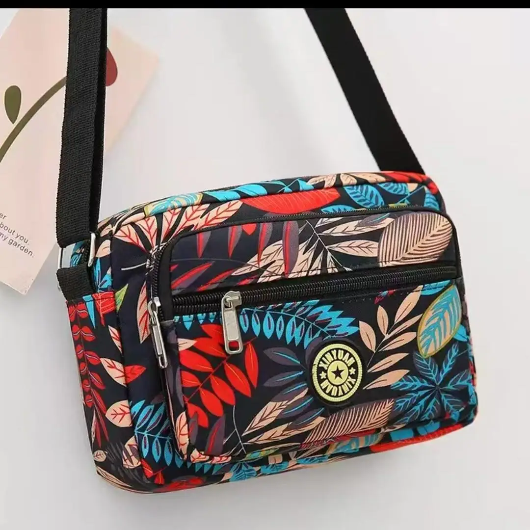 Floral Canvas Crossbody Bag for Women Casual Simple Style Market Stall Bags Soft Polyester Strap Hobo Bag Storage Function