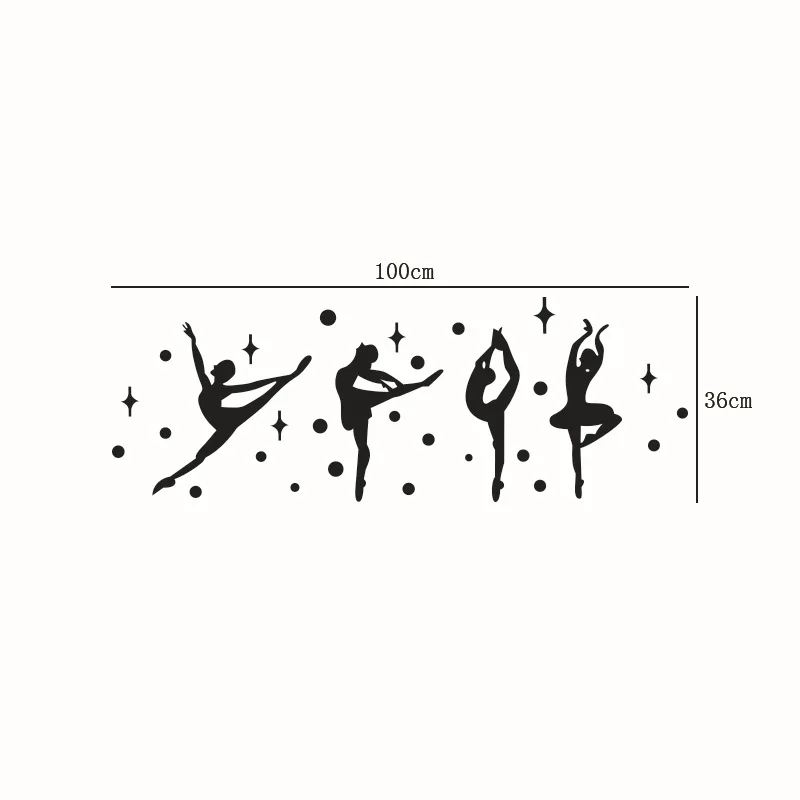 new 3D Acrylic Mirror Surface Wall Sticker Ballet Dance Girls Design for Dance room Kindergarten Wall Decoration 60067