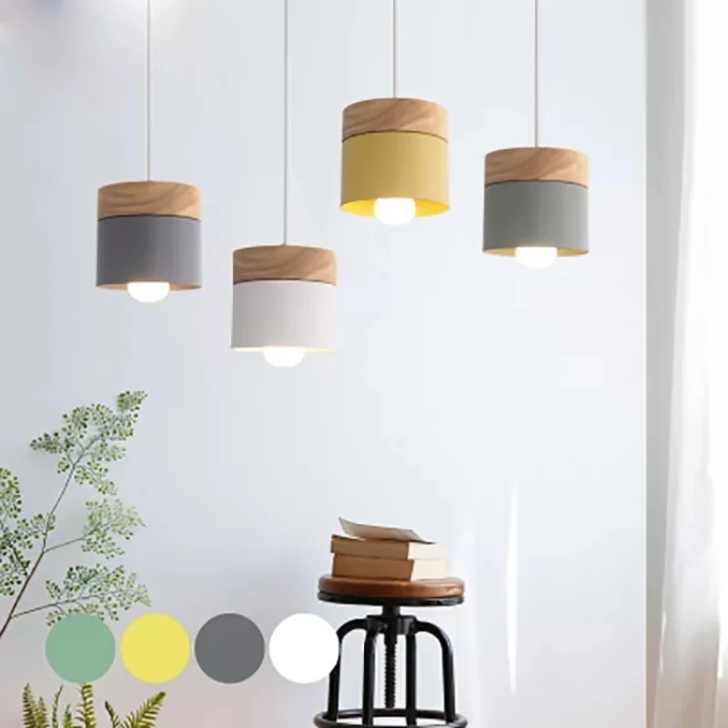 Lámpara nórdica creativa para comedor, luz de pasillo de hierro moderna, cabeza única, blanca y gris, mesita de noche, pequeña