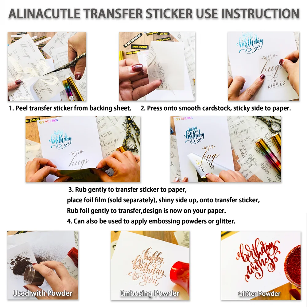 Refinement Sticker Transfer Sheets Foil Transfer Paper Embossing Powder add Glitter Transfer Paper Sheets