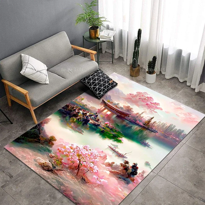 People Dream Of The Pink World Of Peach Blossom Flannel Floor Rugs By Ho Me Lili Home Decor