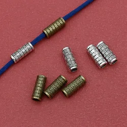 20pcs/lot Vintage Weaving Pattern Tube Beads 13x5mm Antique Bronze Long Spacer Charms Handicraft Bracelets DIY Jewelry Findings