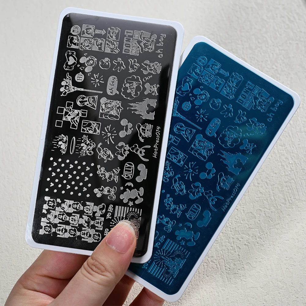 6 × 12 センチメートル 3D ミッキー & ミニー & クマ & キティ猫ネイルアートテンプレートステンレス鋼かわいい漫画ミッキーネイルスタンピング DIY マニキュアツール