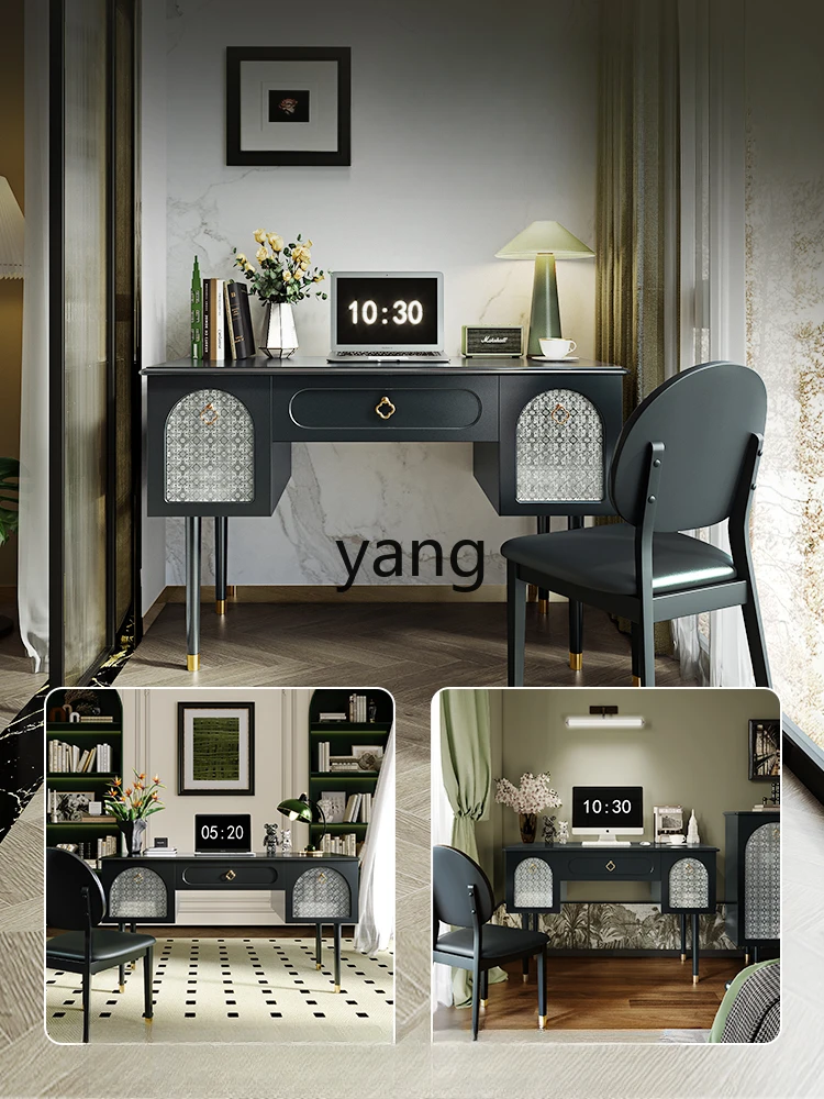 YJQQ โต๊ะทำงานสไตล์ฝรั่งเศสย้อนยุค โต๊ะทำงานที่บ้าน
