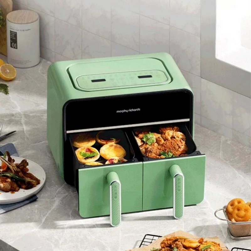 MORPHY RICHARDS 220V Air Fryer 8L Double Compartment Visual Electric Fryer Multif Home Double Barrel Double Gallon Fryer