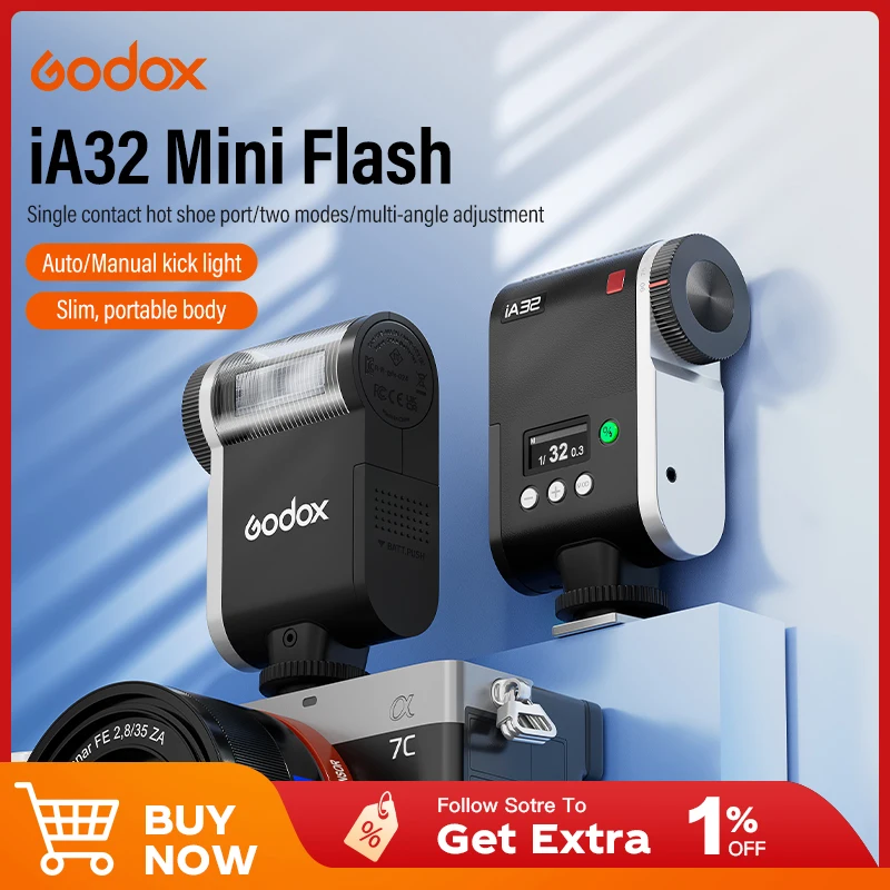 

Godox IA32 Im30 Mini Camera Flash for Canon Fuji f1-230 Sony zv1 zve10 Ricoh gr3 Nikon Panasonic Olympus Pentax Most SLR Cameras