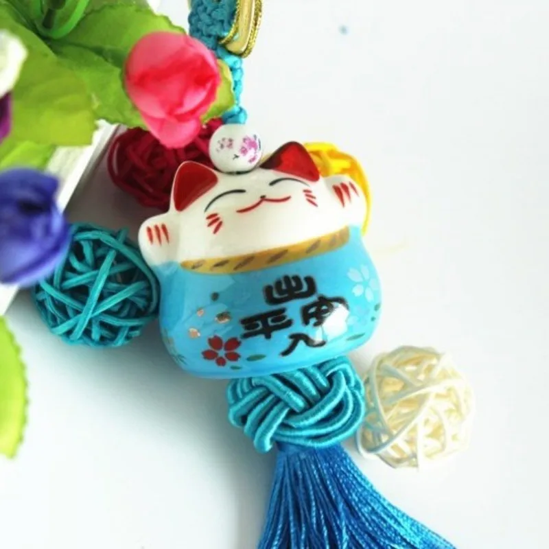 Lucky Cat Car Hanging Decoration with Knot Design for Mirror Use and Supportive Cultural Context in Daily Driving