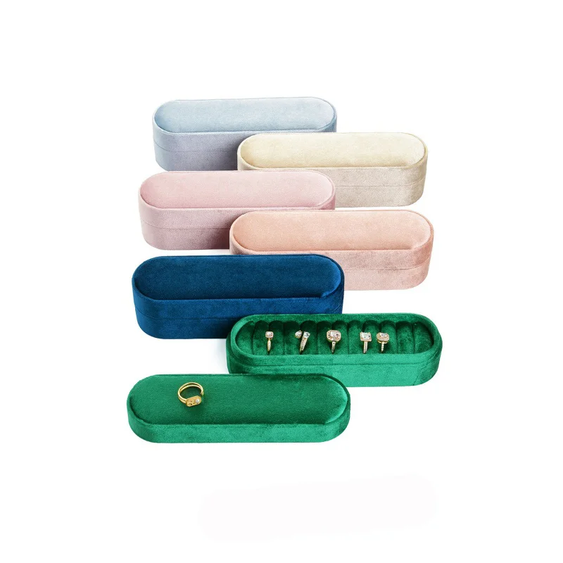 High-End Exquisite Retro Portable Velvet Ring Storage and Display Box Soft Velvet Ring Earring Jewelry Box