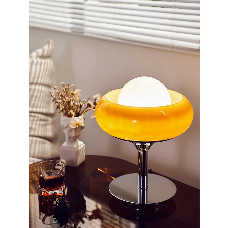 

Bauhaus creative orange glass table lamp Modern simple living room bedside night lamp Eye-protection study table lamp