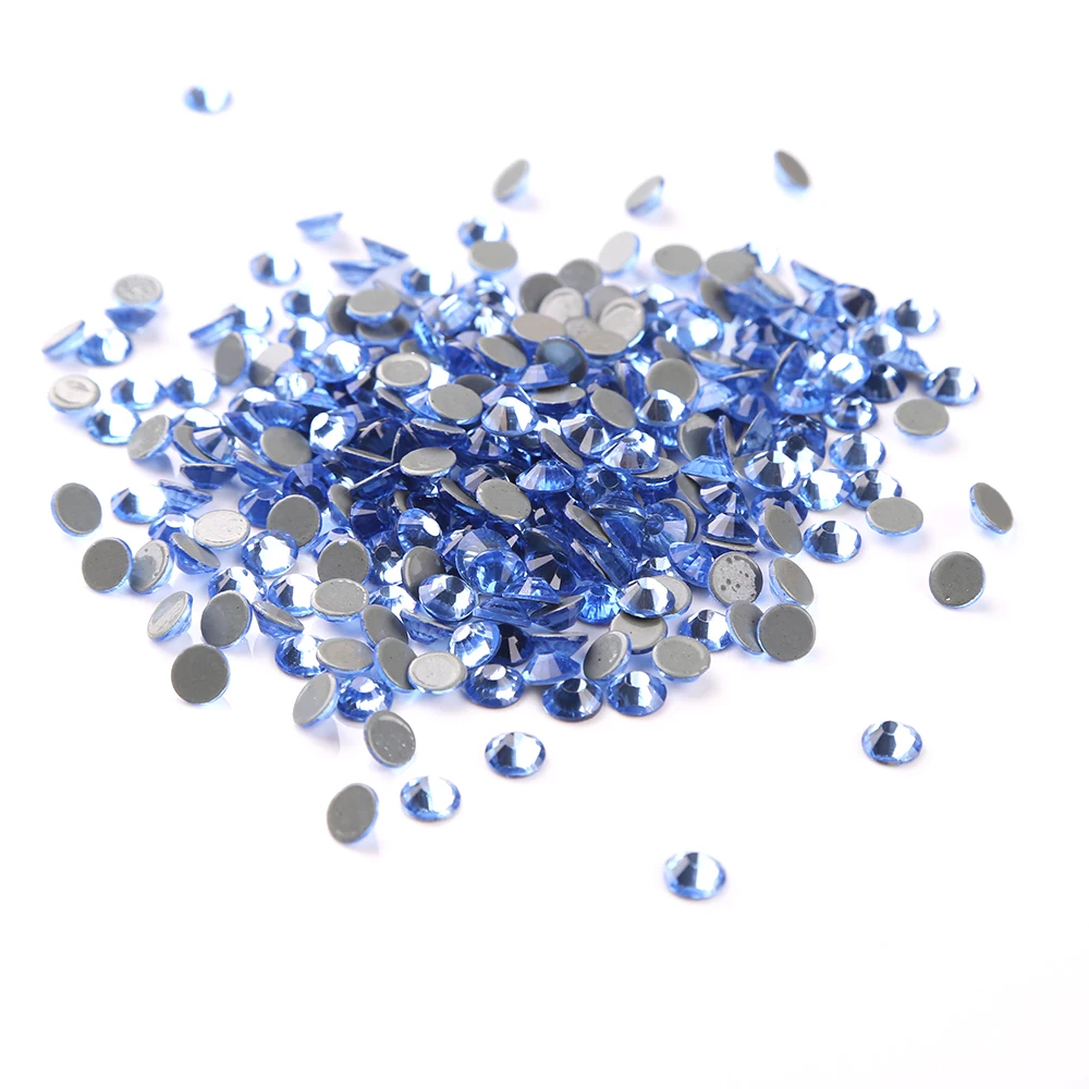 1 Bag Glitter Glass Strass Glue On Stones SS10 500 Gross Lt Sapphire Crystal Loose Flatback Hotfix Rhinestones for Clothes Dress