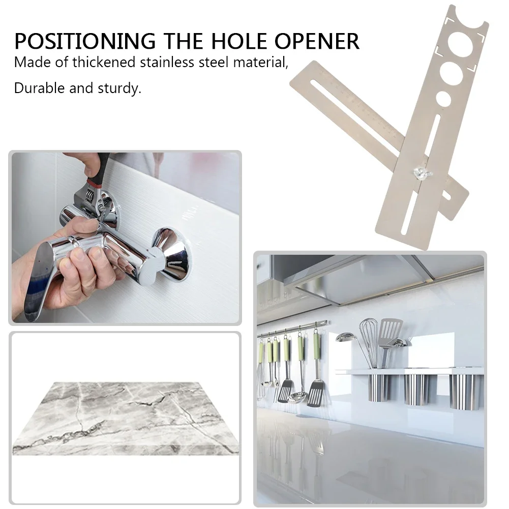 دليل الحفر لكمة محدد الفولاذ المقاوم للصدأ أدوات ثقب الحفر قابل للتعديل تحديد المواقع بدقة لأرضية بلاط الرخام والزجاج والسيراميك