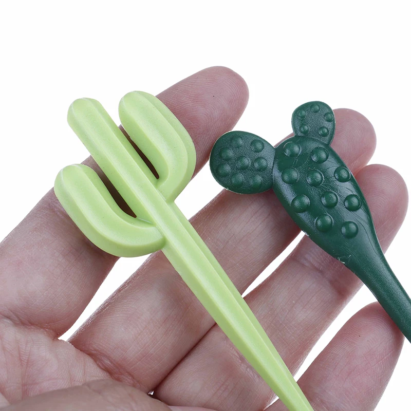 6pcs/pack Creative Cactus Fruit Forks Dessert Forks Toothpick Kids Tableware Food Picks Plastic