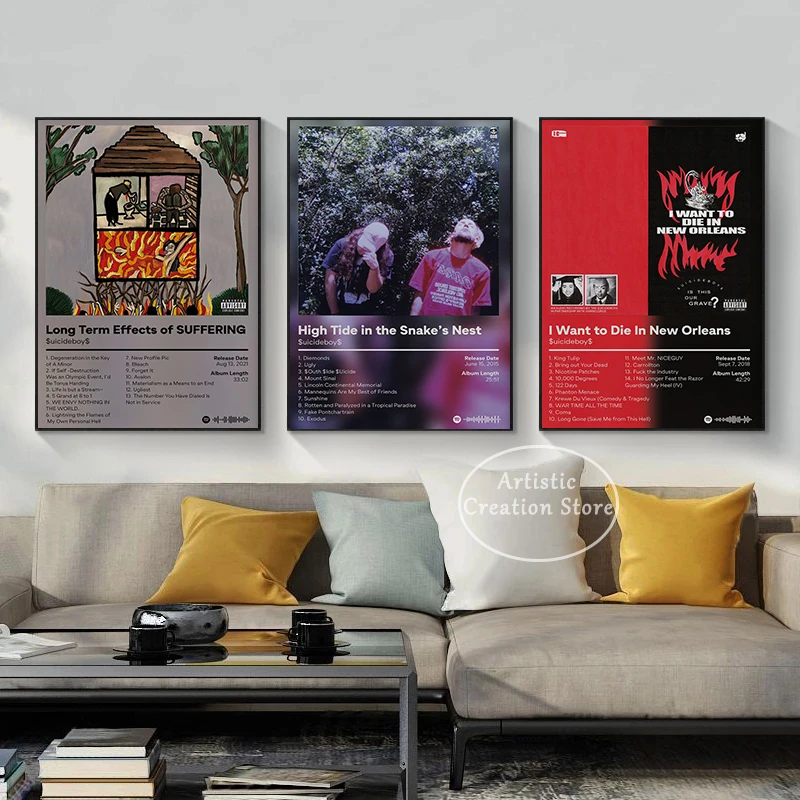 دولار uicideboy دولار ألبوم ملصق غطاء ملصق موسيقى الراب الهيب هوب ستار جدار الفن قماش طباعة اللوحة لغرفة النوم جدار صور ديكور المنزل #2