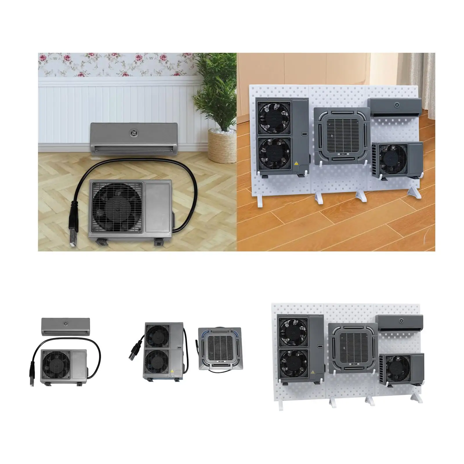 ミニチュアエアコンモデルセットごっこ遊び 1/14 スケールリアルな小さな模擬シーンドールハウス家具モデル