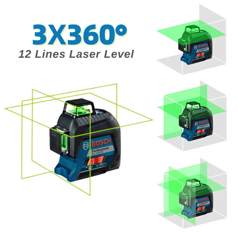 Bosch Green Laser Level 12 Line GLL3-60XG Laser Level 360 Professional Home Decoration Horizontal Vertica Measuring Outdoor Tool