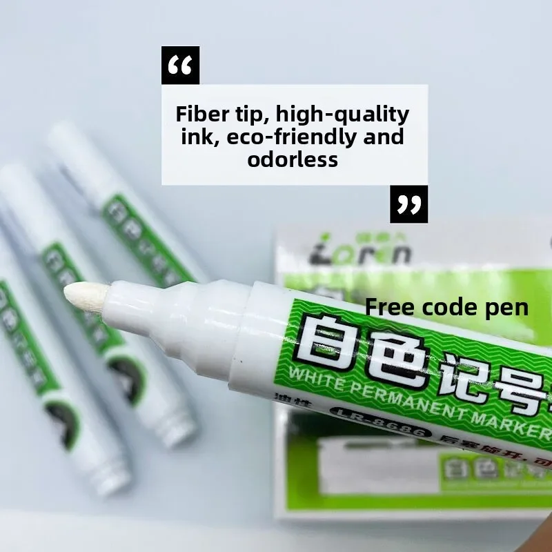 White Marker Oil-Based Large-Head Pen for Wood, Ceramic, Glass, Leather Marking, Non-Fading Touch-Up Paint