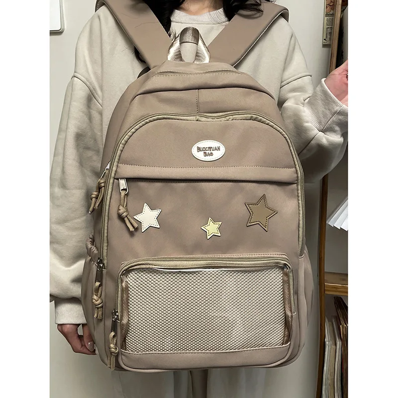 Japanese Y2k Aesthetic Star Transparent Backpack Women Students Casual Kawaii Star Schoolbag Girl High-capacity Preppy Backpacks