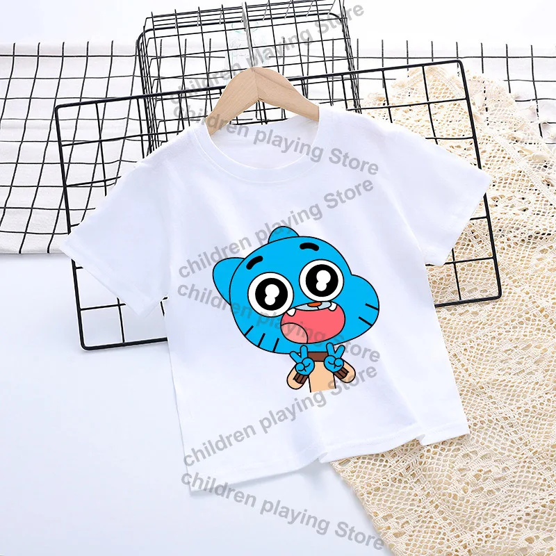 L'incredibile mondo di Gumball T-shirt per bambini bianca ragazza ragazzo manica corta top estate bambino cartone animato magliette vestiti carini regali di compleanno