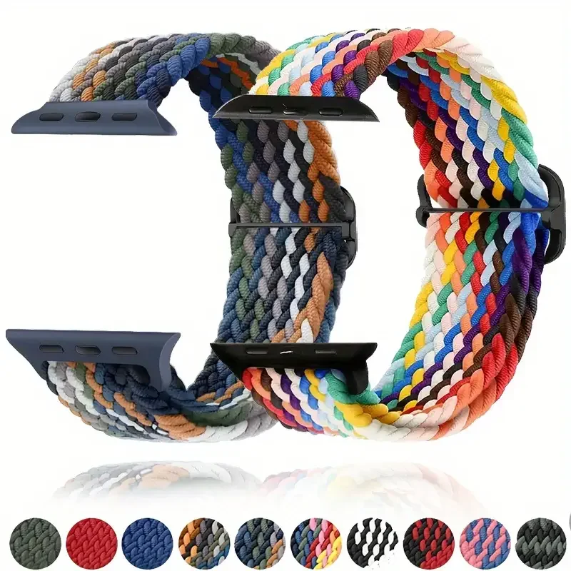حلقة منفردة مضفرة لساعة أبل الترا باند 40 ملم 44 ملم 41-46-49 ملم 45 ملم سوار نايلون مرن iWatch سلسلة 10 9 8 7 3 se حزام