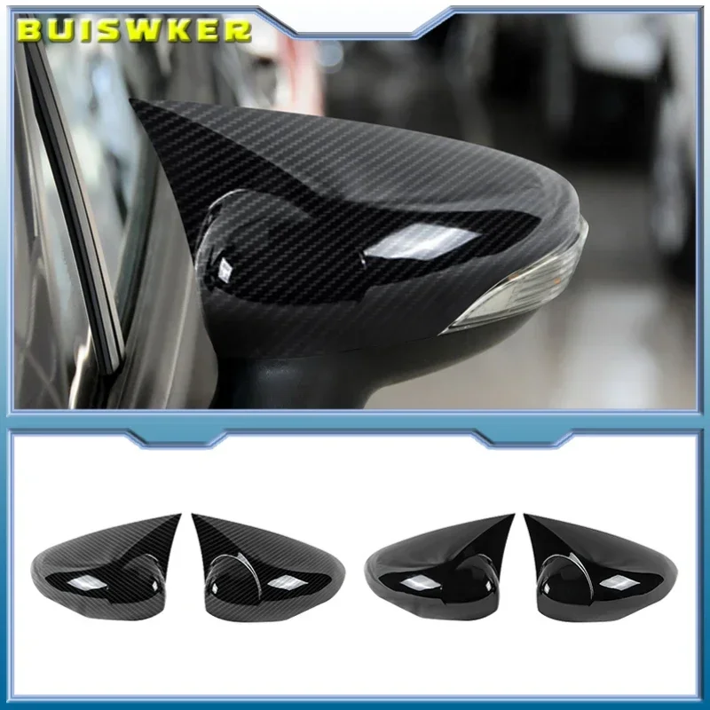 Rearview Mirror Cover Gloss Black Side Wing Trim Sticking Decor Cap Car Refit Accessories Fit For Ford Fiesta MK7 2009-2017