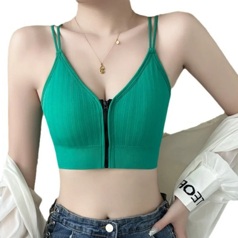 Seamless Bra Women Front Zipper Tube Tops Wrapped Chest Vneck Wireless Bra Comfort Tube Bra Beauty Back Underwear Sports Vest